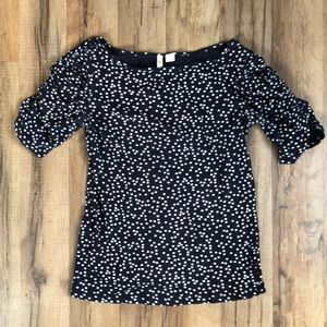 Anthropologie Navy Polka Dot Top